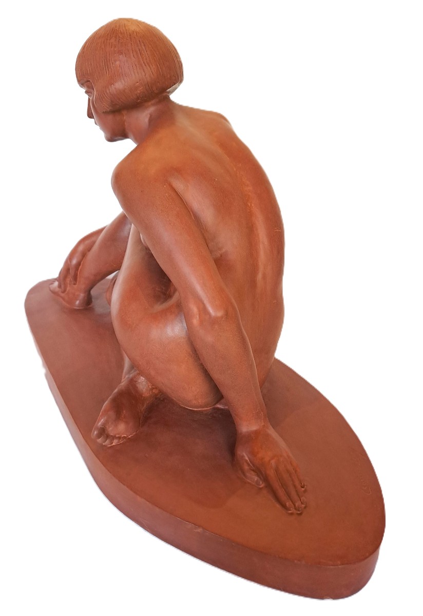 Clarisse LÉVY-KINSBOURG, Sculpture de Nu académique féminin en terre cuite, Époque Art Déco-photo-6