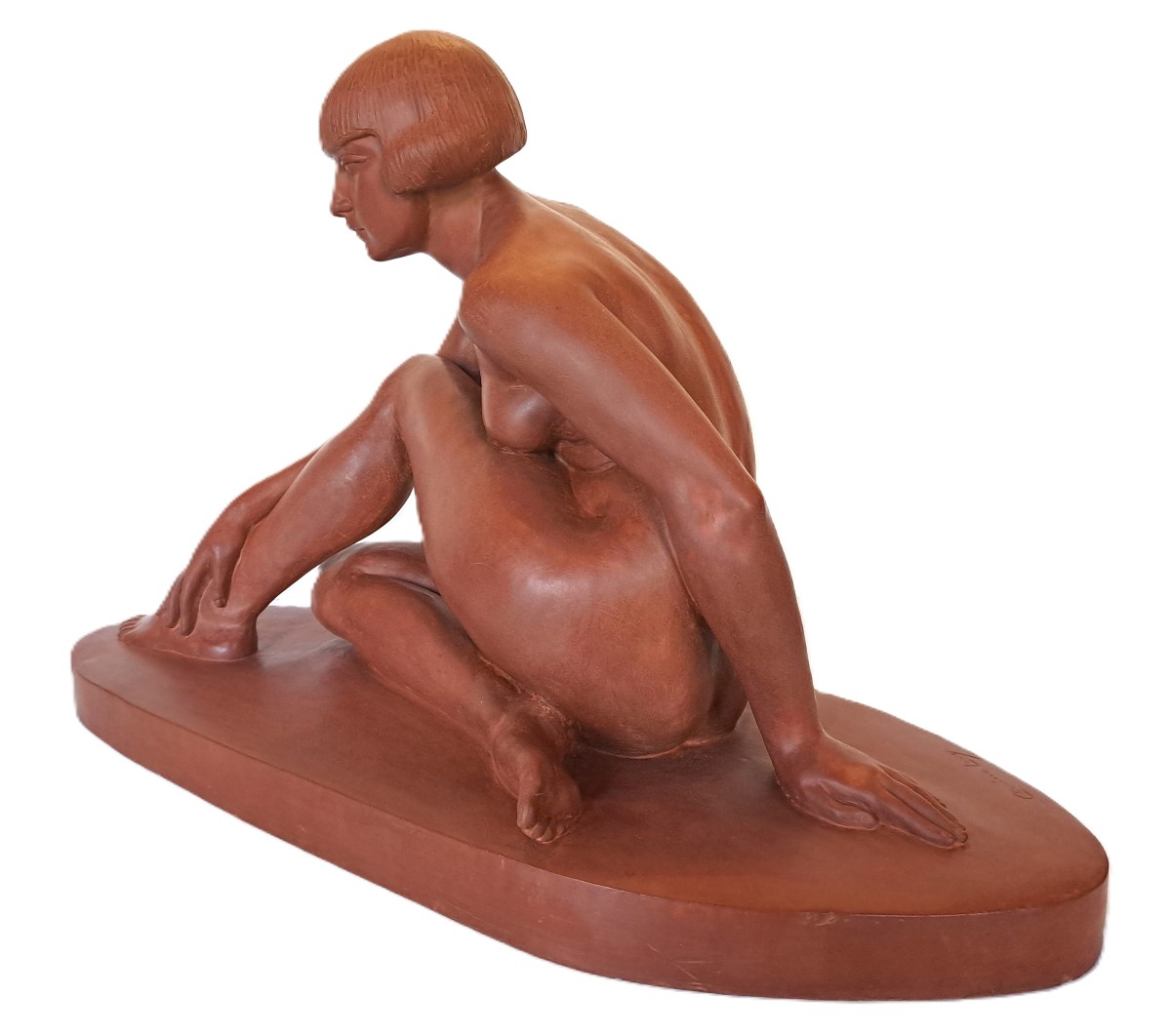 Clarisse LÉVY-KINSBOURG, Sculpture de Nu académique féminin en terre cuite, Époque Art Déco-photo-7