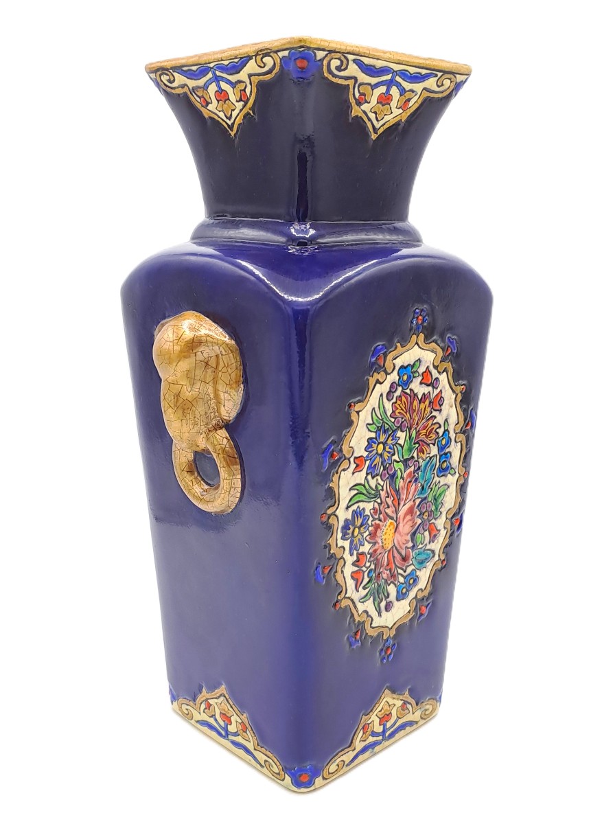 Vase en émaux de Longwy dans le goût de Chine, décor de Maurice-Paul CHEVALLIER, Milieu XXème-photo-3