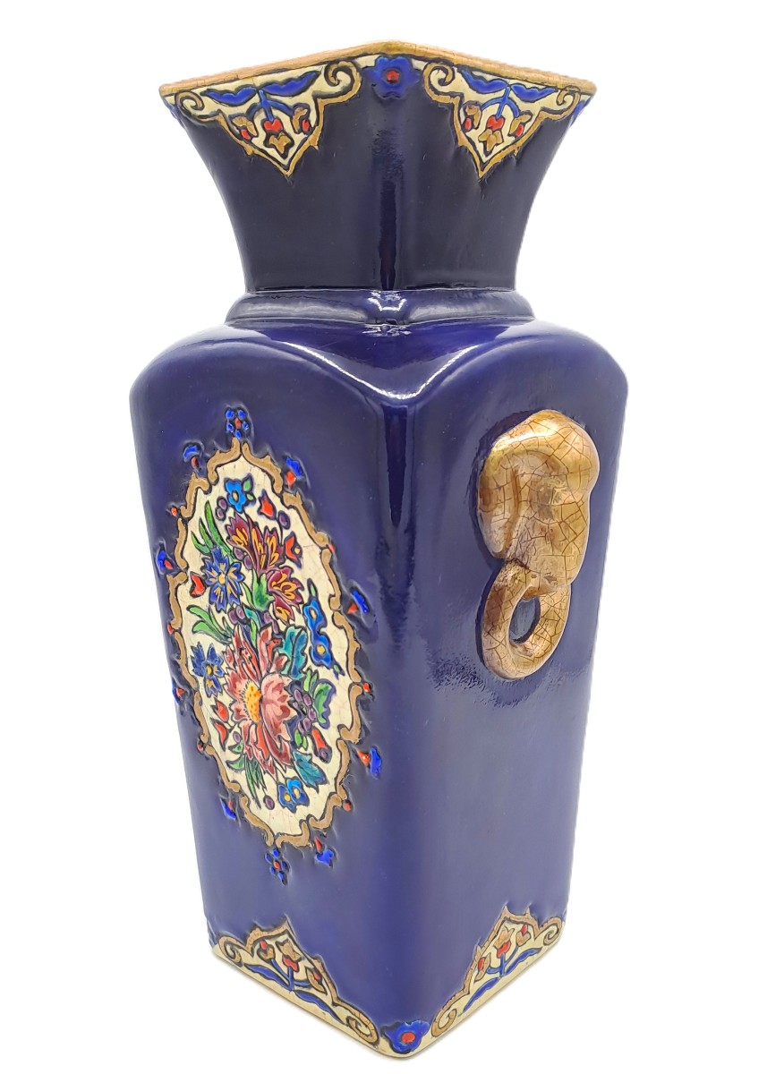 Vase en émaux de Longwy dans le goût de Chine, décor de Maurice-Paul CHEVALLIER, Milieu XXème-photo-1