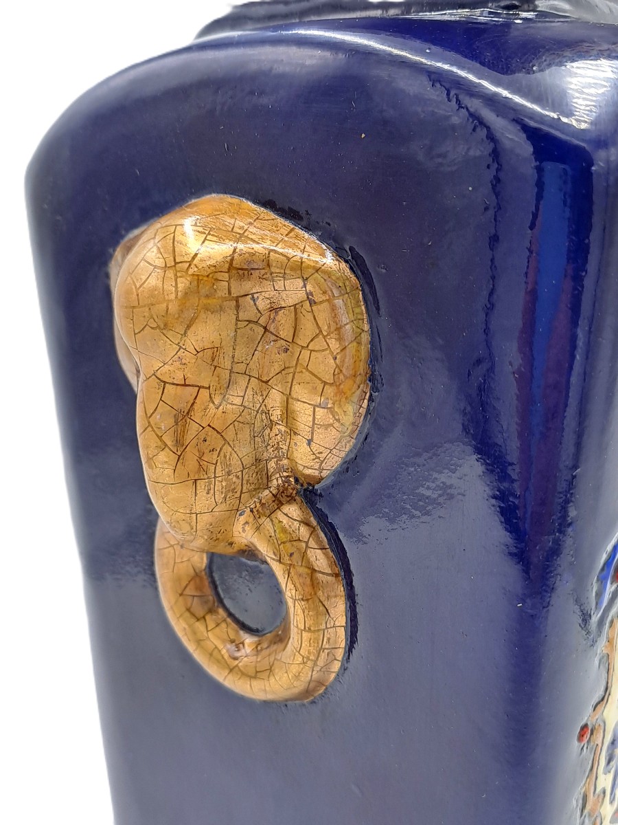 Vase en émaux de Longwy dans le goût de Chine, décor de Maurice-Paul CHEVALLIER, Milieu XXème-photo-5