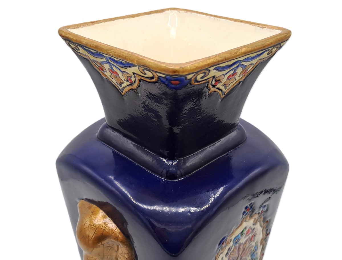 Vase en émaux de Longwy dans le goût de Chine, décor de Maurice-Paul CHEVALLIER, Milieu XXème-photo-6