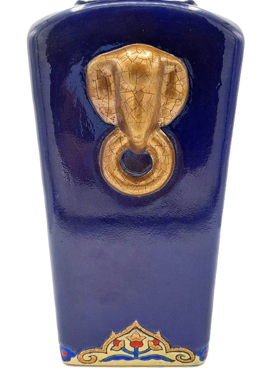 Vase en émaux de Longwy dans le goût de Chine, décor de Maurice-Paul CHEVALLIER, Milieu XXème-photo-7