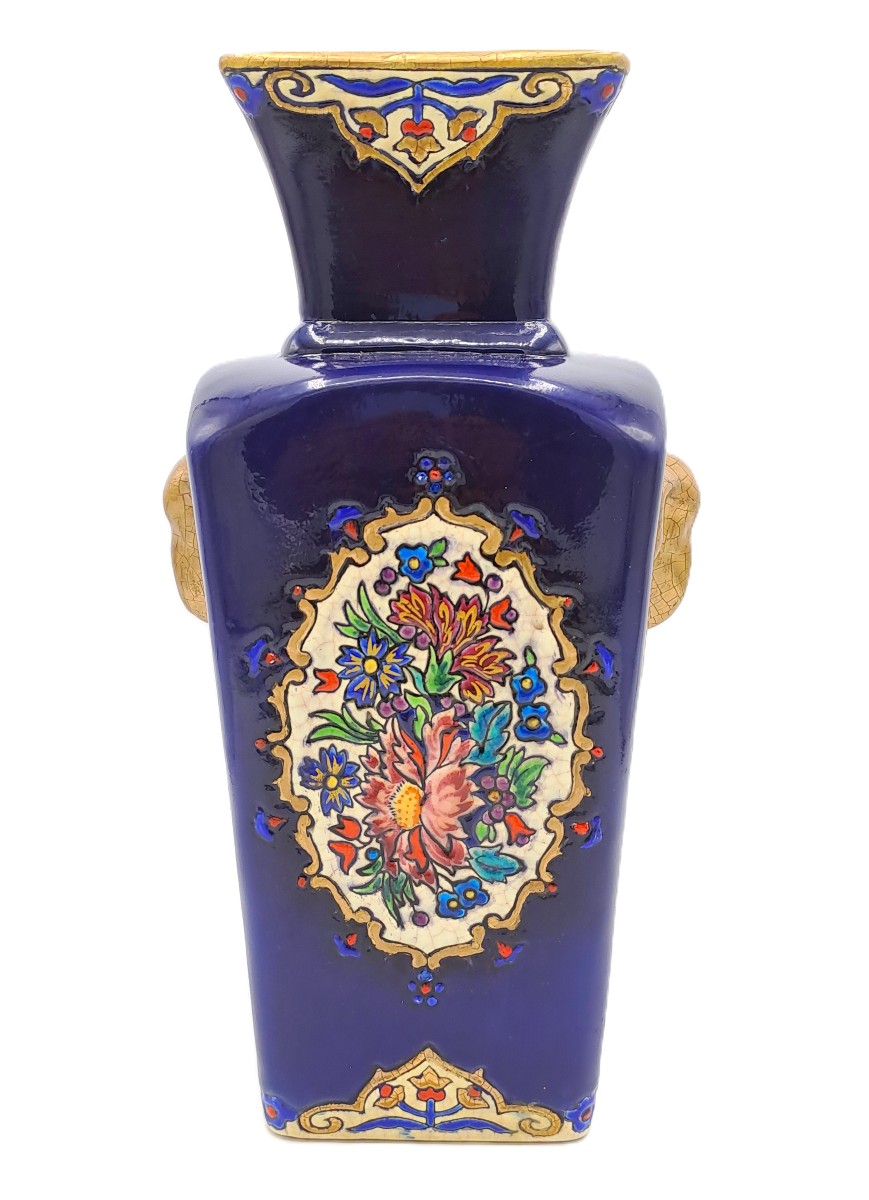 Vase en émaux de Longwy dans le goût de Chine, décor de Maurice-Paul CHEVALLIER, Milieu XXème