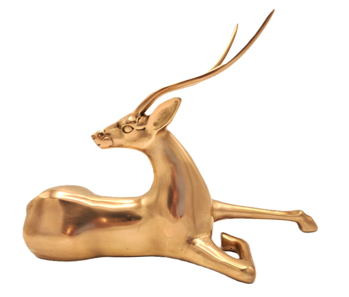 Art Deco Style Polished Brass Gazelle, Mid-20th Century