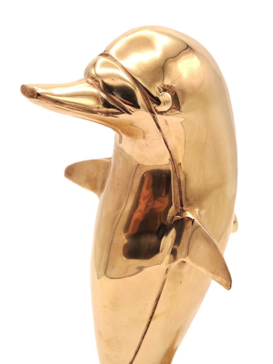 Polished Brass Dolphin, Vintage Design, Mid-20th Century-photo-2