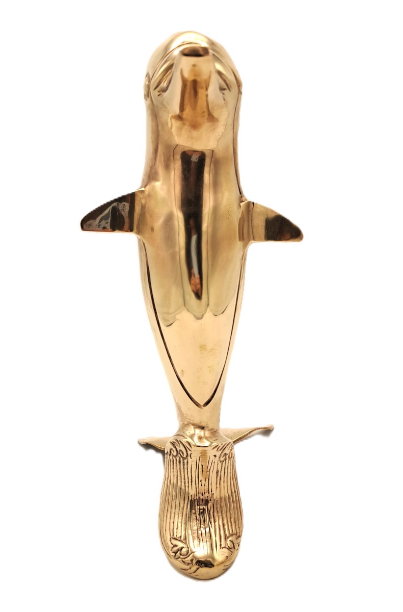Polished Brass Dolphin, Vintage Design, Mid-20th Century-photo-3
