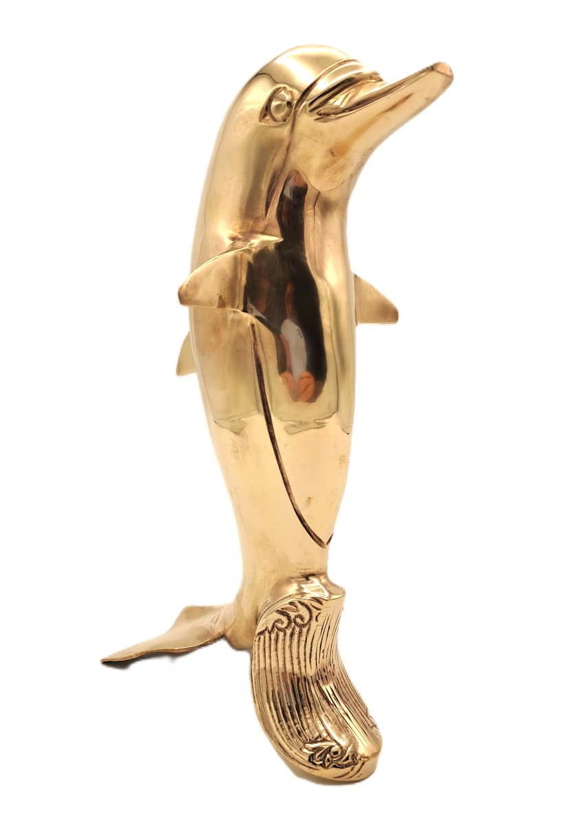 Polished Brass Dolphin, Vintage Design, Mid-20th Century-photo-4