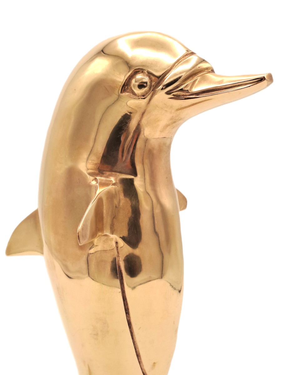 Polished Brass Dolphin, Vintage Design, Mid-20th Century-photo-2