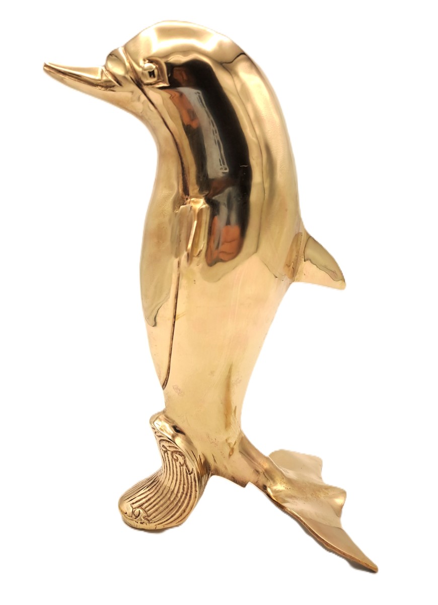Polished Brass Dolphin, Vintage Design, Mid-20th Century-photo-7
