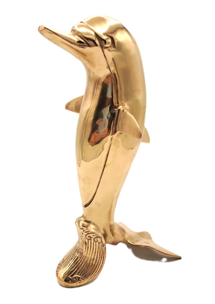 Polished Brass Dolphin, Vintage Design, Mid-20th Century