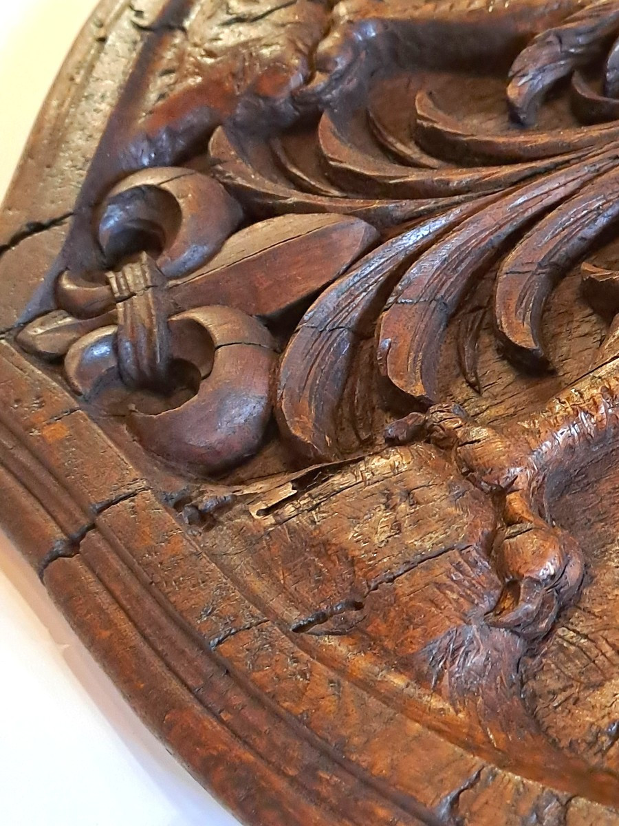 Large Coat Of Arms With A Crowned Eagle And Fleur-de-lis, Sculpture Signed E. Valadié, 19th-20th Century -photo-6