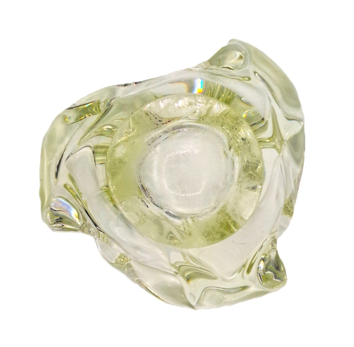 Coupe vide-poche en cristal jaune citrine par Sèvres, design des années 1960-photo-5