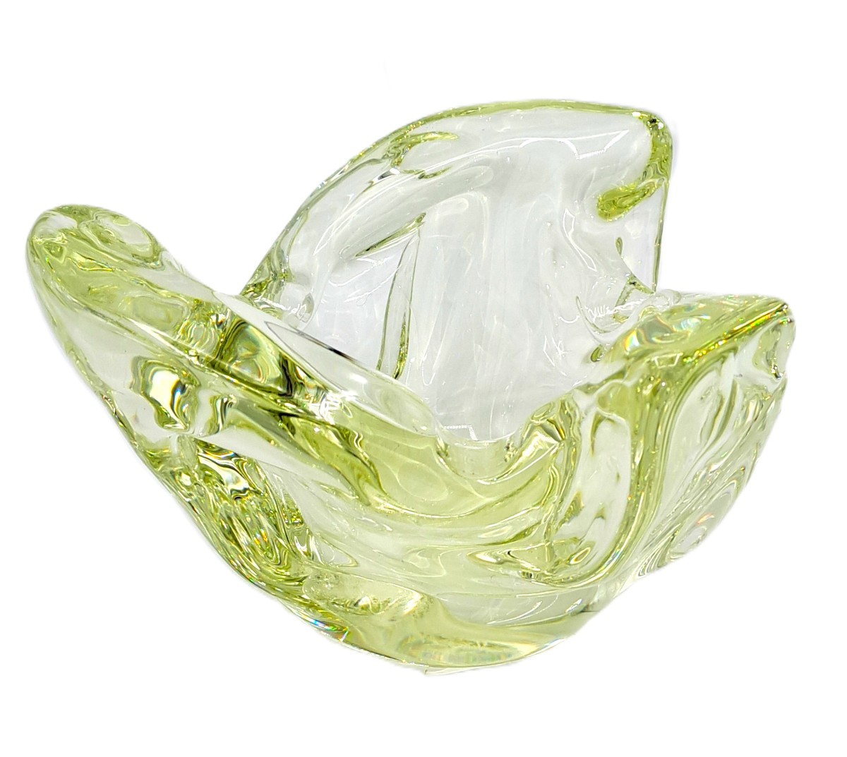 Coupe vide-poche en cristal jaune citrine par Sèvres, design des années 1960-photo-4