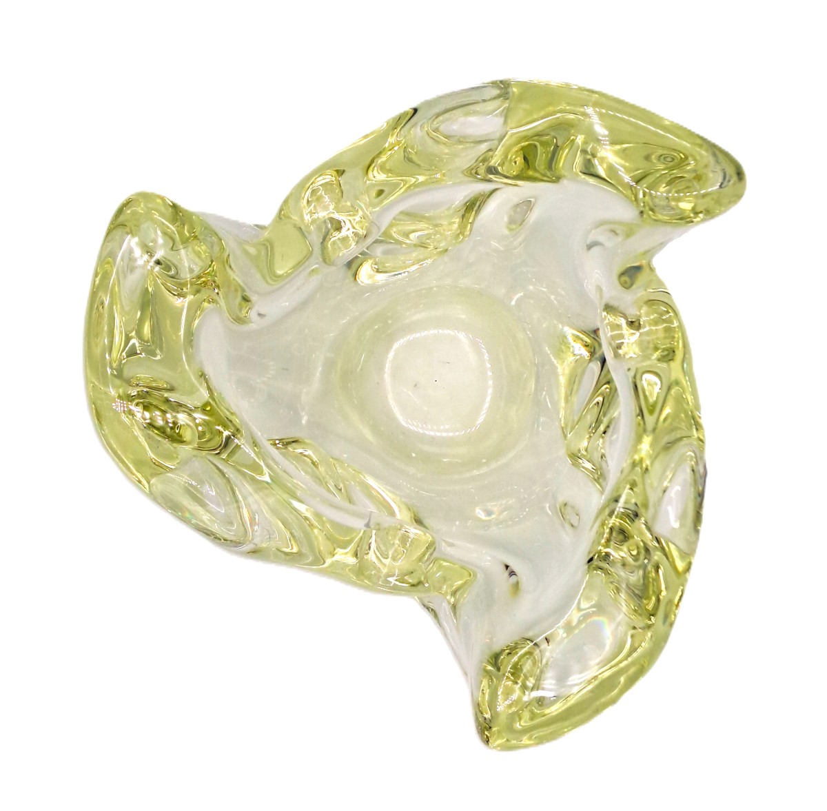 Coupe vide-poche en cristal jaune citrine par Sèvres, design des années 1960