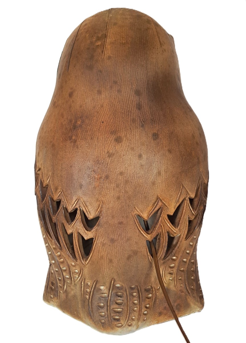 Chouette signée Agnès ESCALA, Luminaire zoomorphe en grès ajouré, Design Vintage Années 1970-photo-4