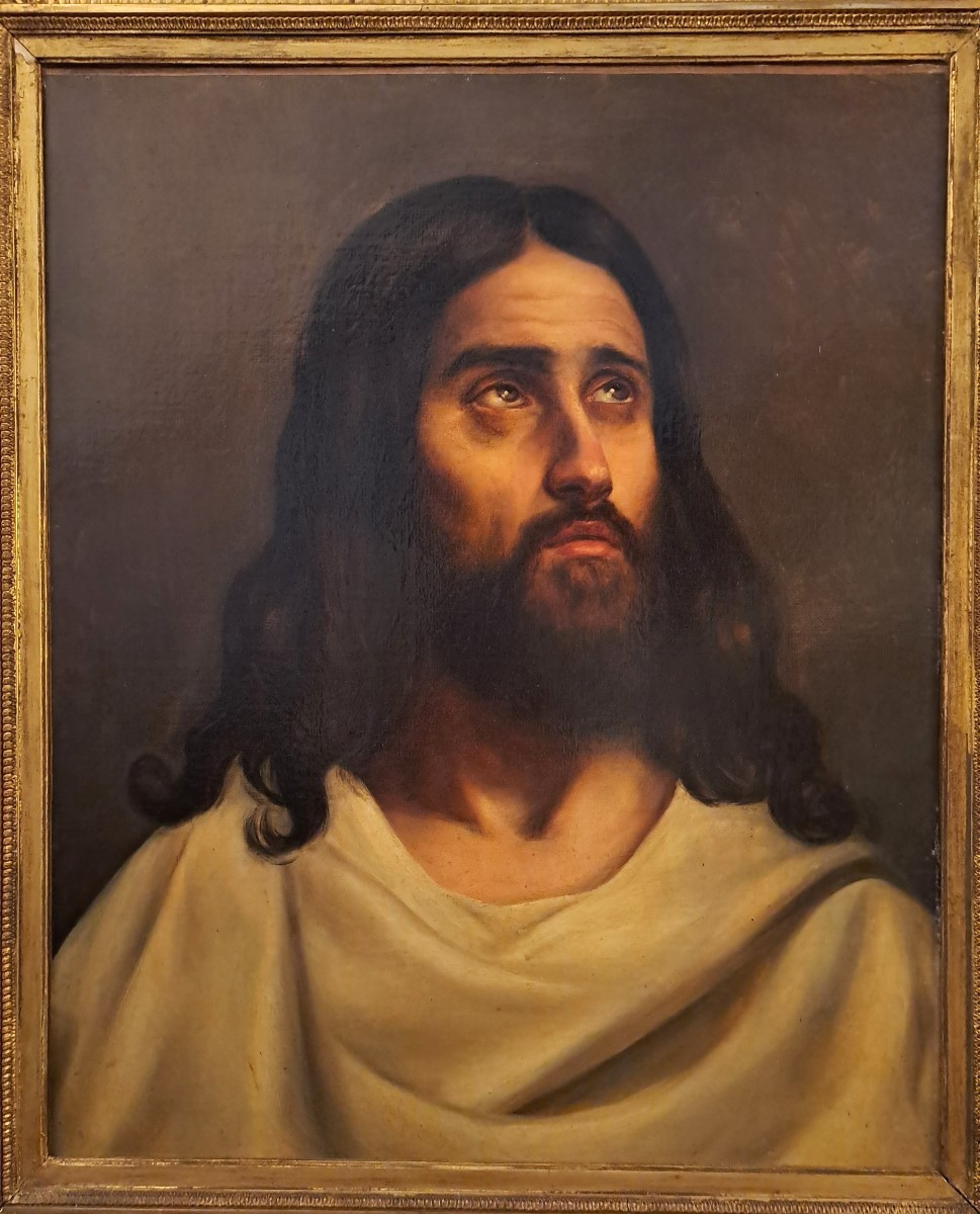 Ary Scheffer (1795-1858), Oil On Canvas, Jesus Of Nazareth, Portrait Of Christ From The Early 19th Century-photo-2