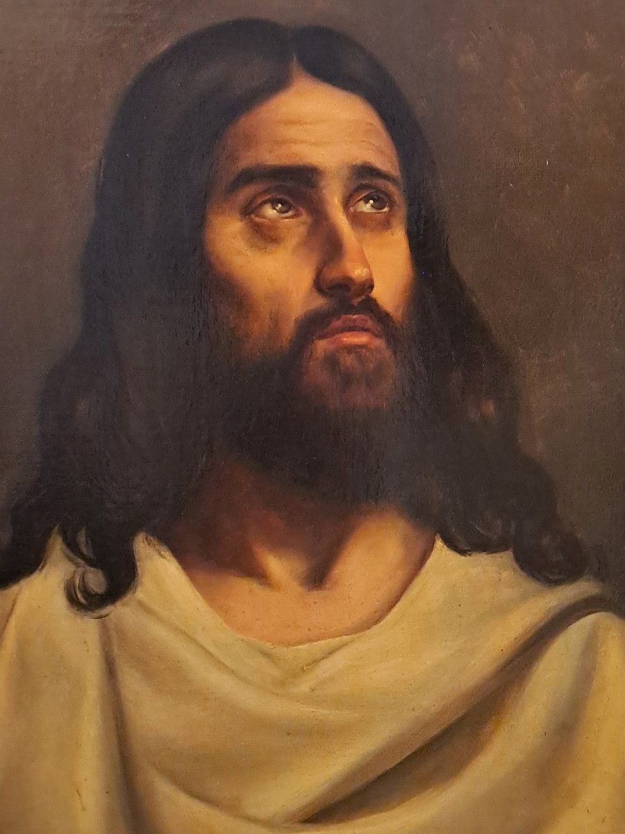 Ary Scheffer (1795-1858), Oil On Canvas, Jesus Of Nazareth, Portrait Of Christ From The Early 19th Century-photo-1