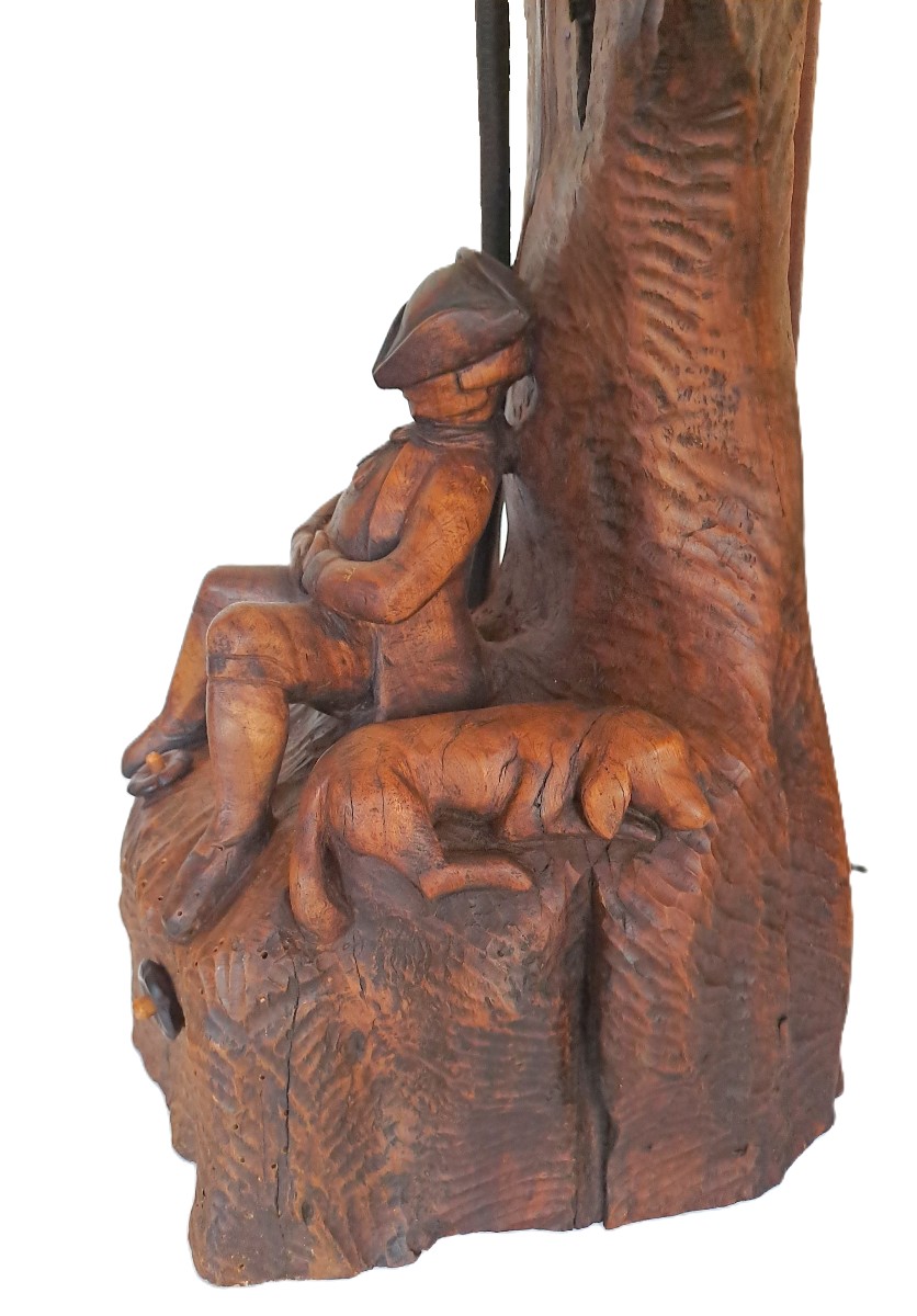 Importante sculpture cynégétique montée en lampe, abat-jour d’après dessin de William Morris-photo-6