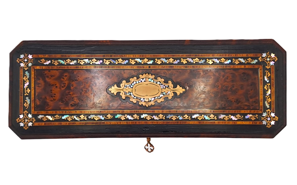 Boîte à gants marquetée, époque Napoléon III, XIXème siècle-photo-3