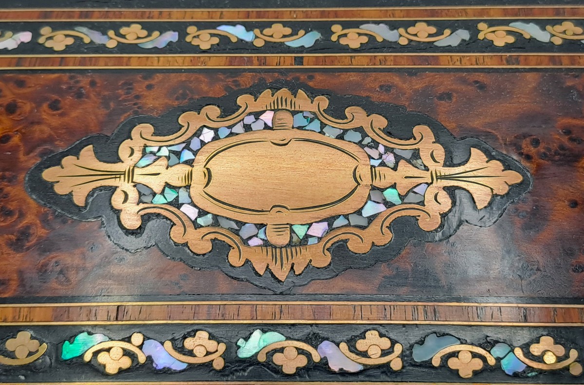 Boîte à gants marquetée, époque Napoléon III, XIXème siècle-photo-4