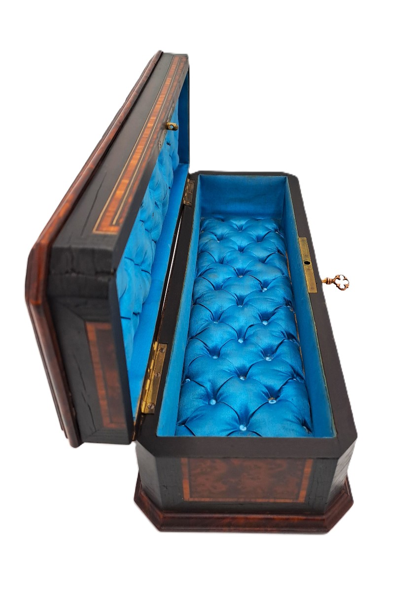 Boîte à gants marquetée, époque Napoléon III, XIXème siècle-photo-3