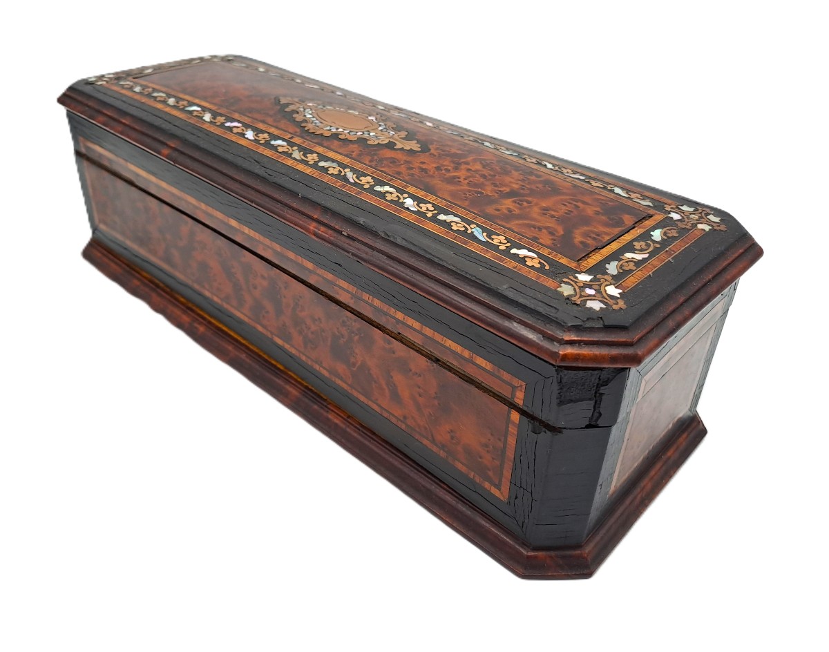 Boîte à gants marquetée, époque Napoléon III, XIXème siècle-photo-4