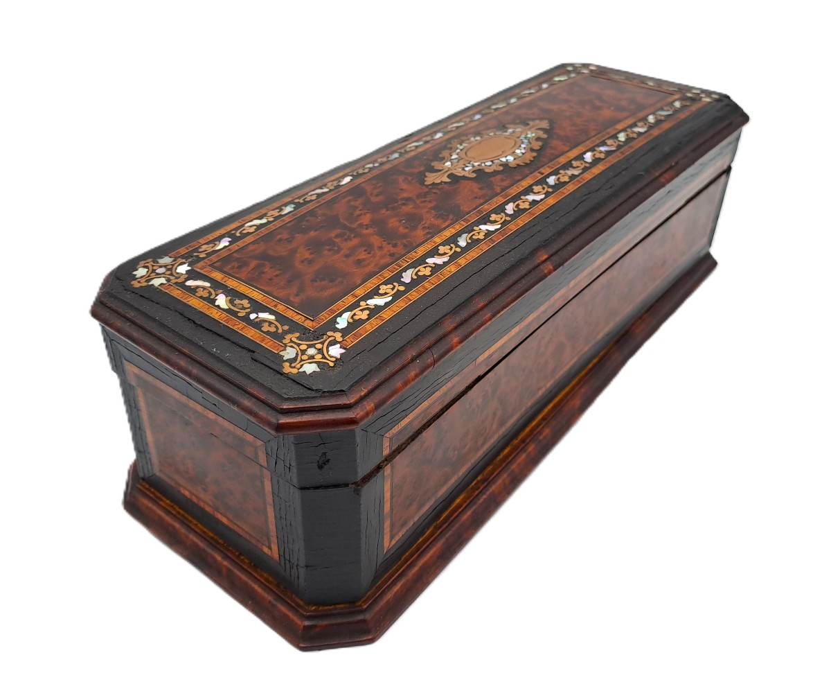 Boîte à gants marquetée, époque Napoléon III, XIXème siècle-photo-5