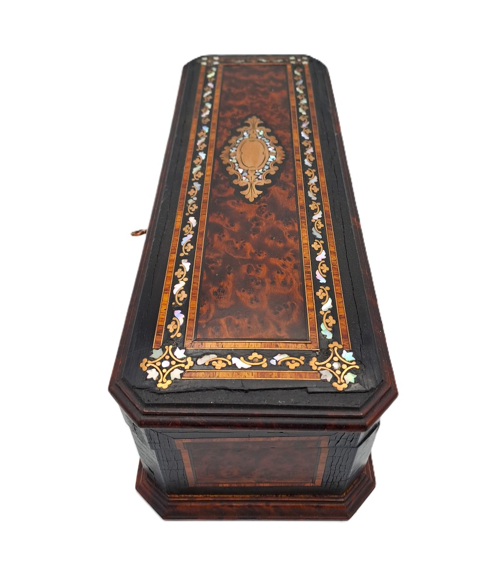 Boîte à gants marquetée, époque Napoléon III, XIXème siècle-photo-6