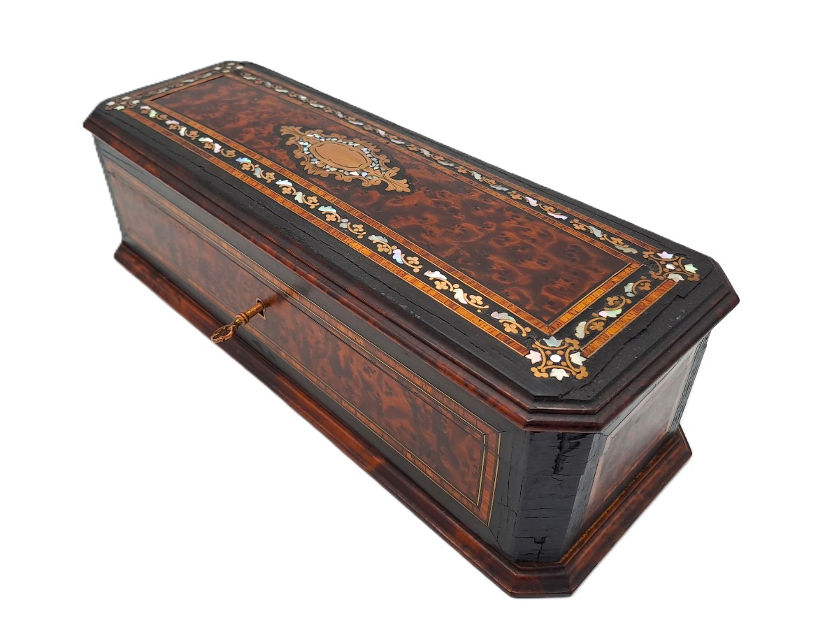 Boîte à gants marquetée, époque Napoléon III, XIXème siècle-photo-7