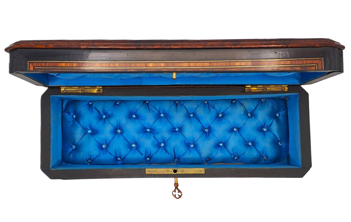 Boîte à gants marquetée, époque Napoléon III, XIXème siècle-photo-8
