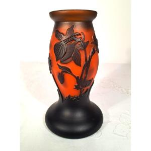 Vianne Vase In Multilayer Glass With Floral Decoration