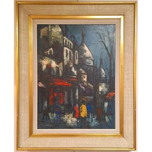 Dieter Grandt (1934 - ?), Oil On Canvas, Montmartre Place Du Tertre In Paris, 20th Century