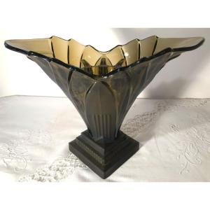 Pressed Molded Glass Flower Pick Vase, Art Deco Period