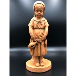 Little Girl With A Broken Jug, Terracotta By Nicolas Lecornet Known As Lecorney, Late 19th Century