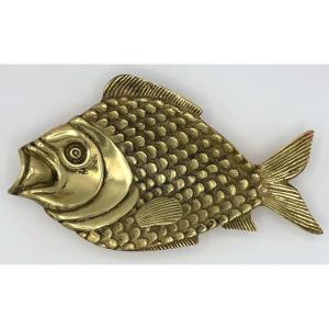 Empty Fish Pocket In Gilt Bronze, Mid-20th Century