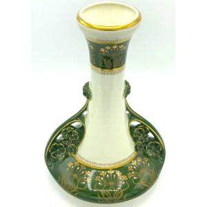 Vase Art Nouveau Keller & Guérin Lunéville en Faïence Fine, XIXème Siècle