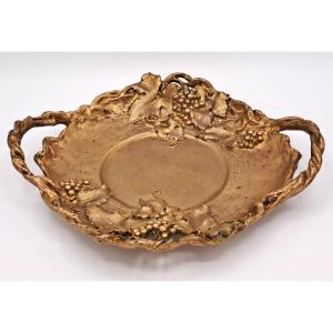 Henri RISCHMANN, Coupe Art Nouveau en Bronze Doré à Décor de Pampres de Vigne, Jugendstil