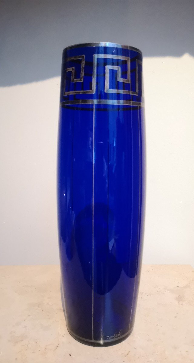 Vase Bleu En Verre De Kolek-photo-2