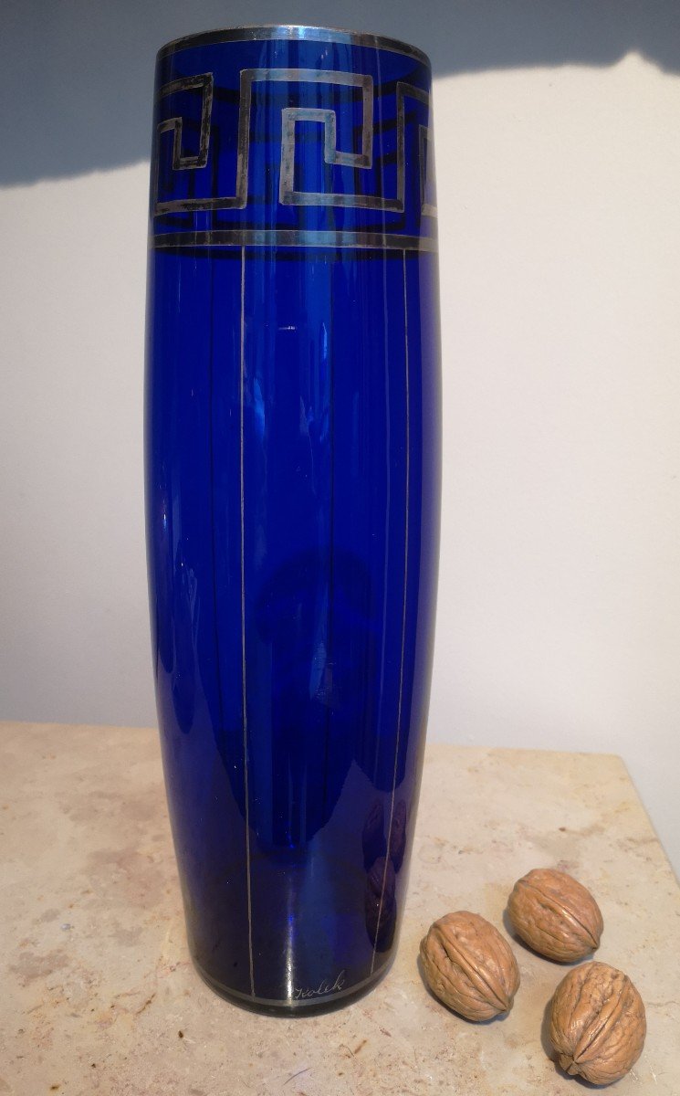 Vase Bleu En Verre De Kolek