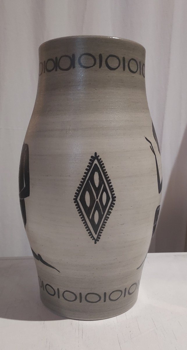 Vase en céramique de Paul Milet, femme stylisée-photo-2