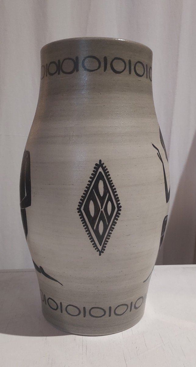 Ceramic Vase By Paul Milet, Stylized Woman-photo-2