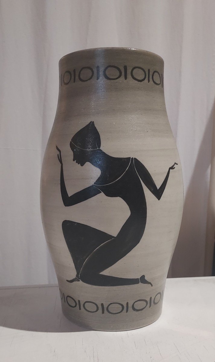 Vase en céramique de Paul Milet, femme stylisée