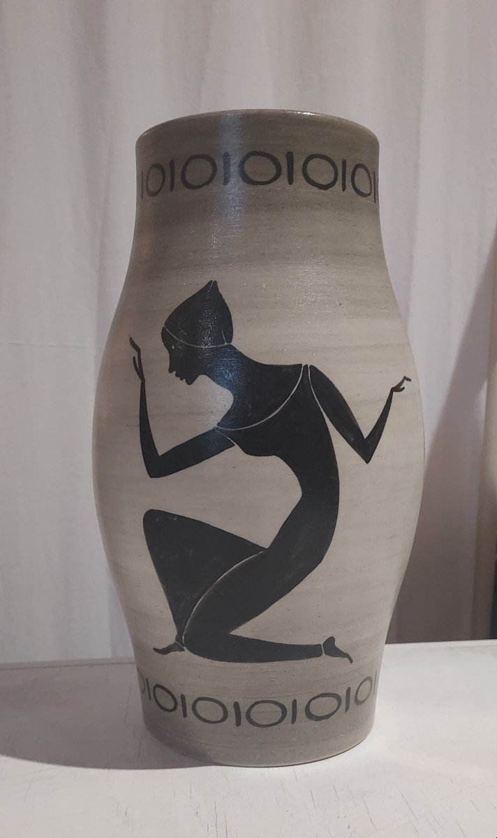 Ceramic Vase By Paul Milet, Stylized Woman