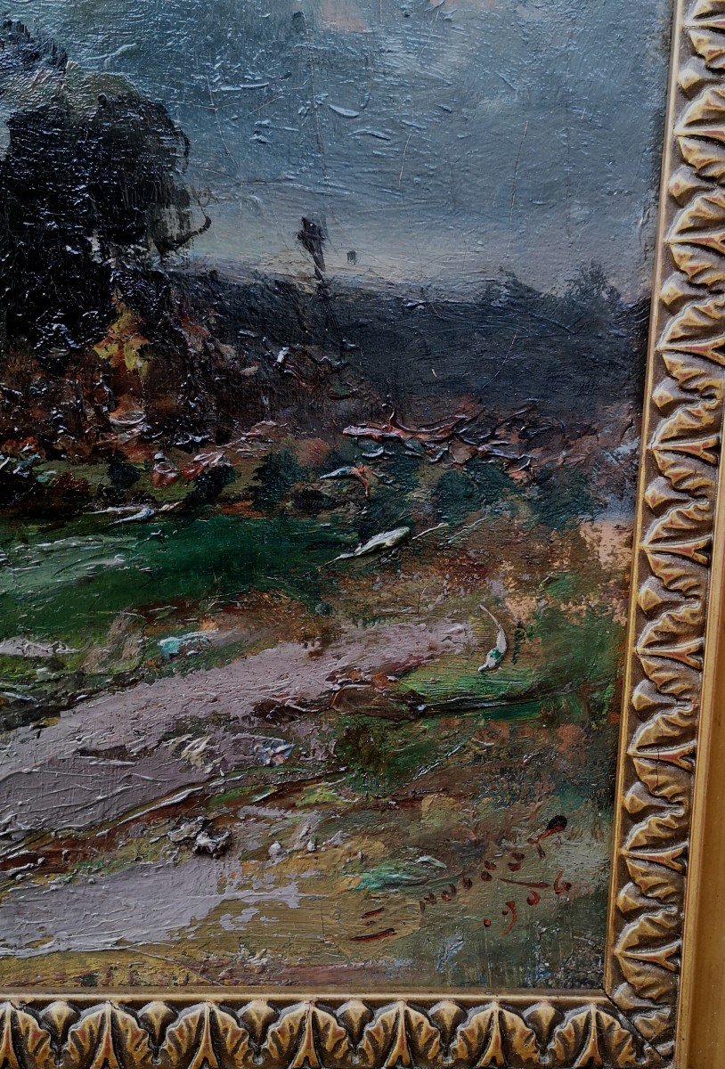 Emile Noirot, Huile Sur Toile, Clair De Lune "soir De Novembre" -photo-4
