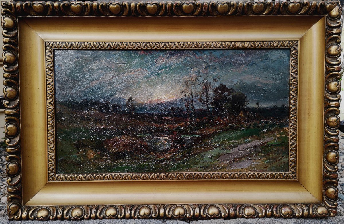 Emile Noirot, Huile Sur Toile, Clair De Lune "soir De Novembre" -photo-3