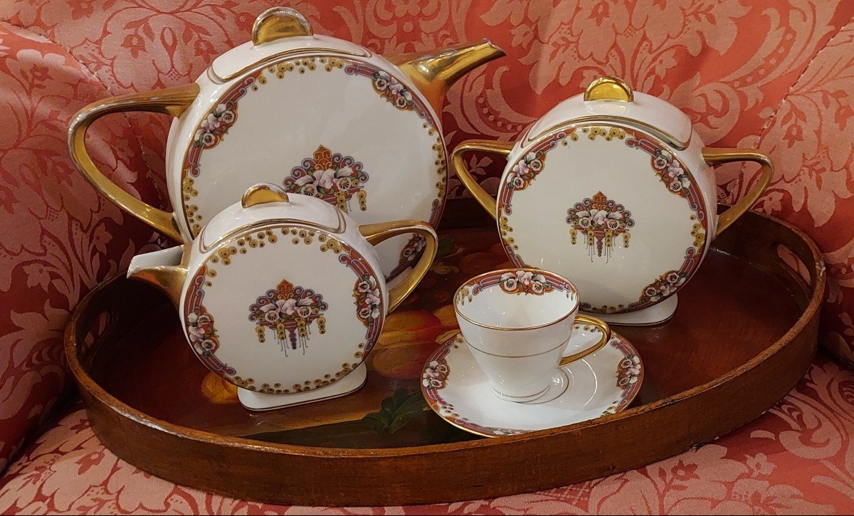Porcelain Tea Service, Limoge From Maison Touze Lemaître Et Blancher-photo-2