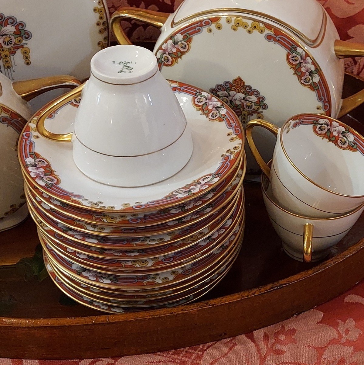 Porcelain Tea Service, Limoge From Maison Touze Lemaître Et Blancher-photo-2