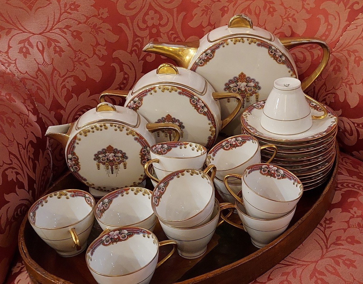 Porcelain Tea Service, Limoge From Maison Touze Lemaître Et Blancher
