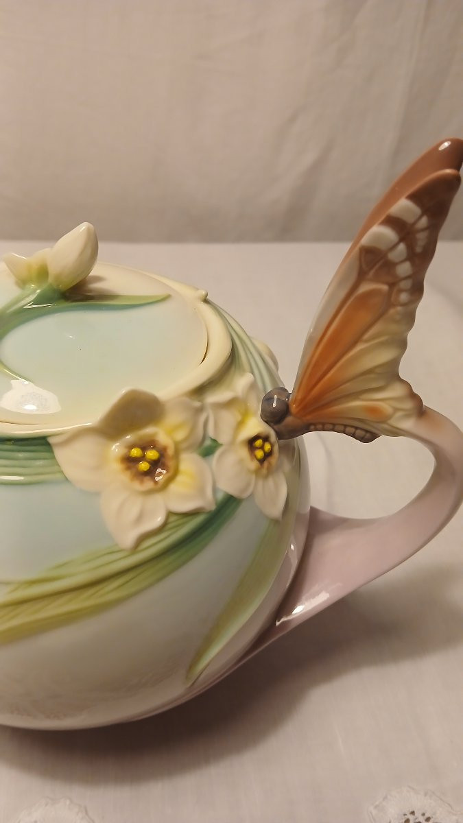 Service en porcelaine Franz,  papillons et fleurs -photo-3